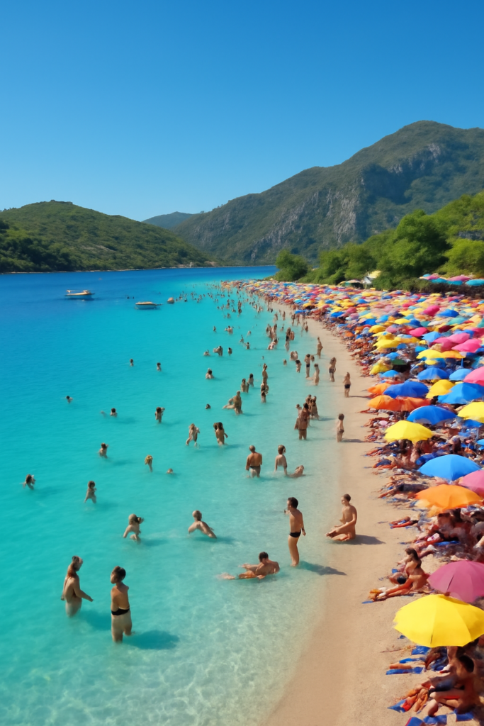 Enjoying the vibrant beach scene during summer in Turkey.